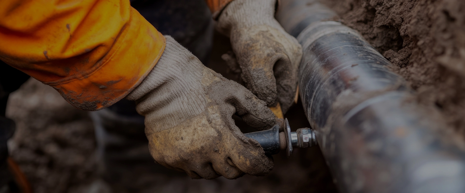A professional plumber working on a sewer line replacement.